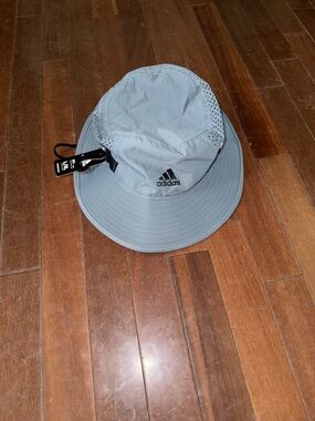 adidas Light Gray Performance Bucket Hat with Vent Panels